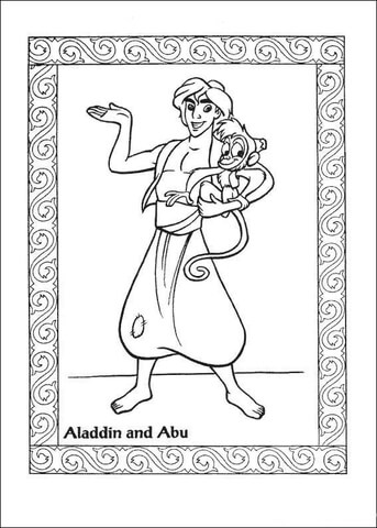 Aladdin And Abu  Coloring Page